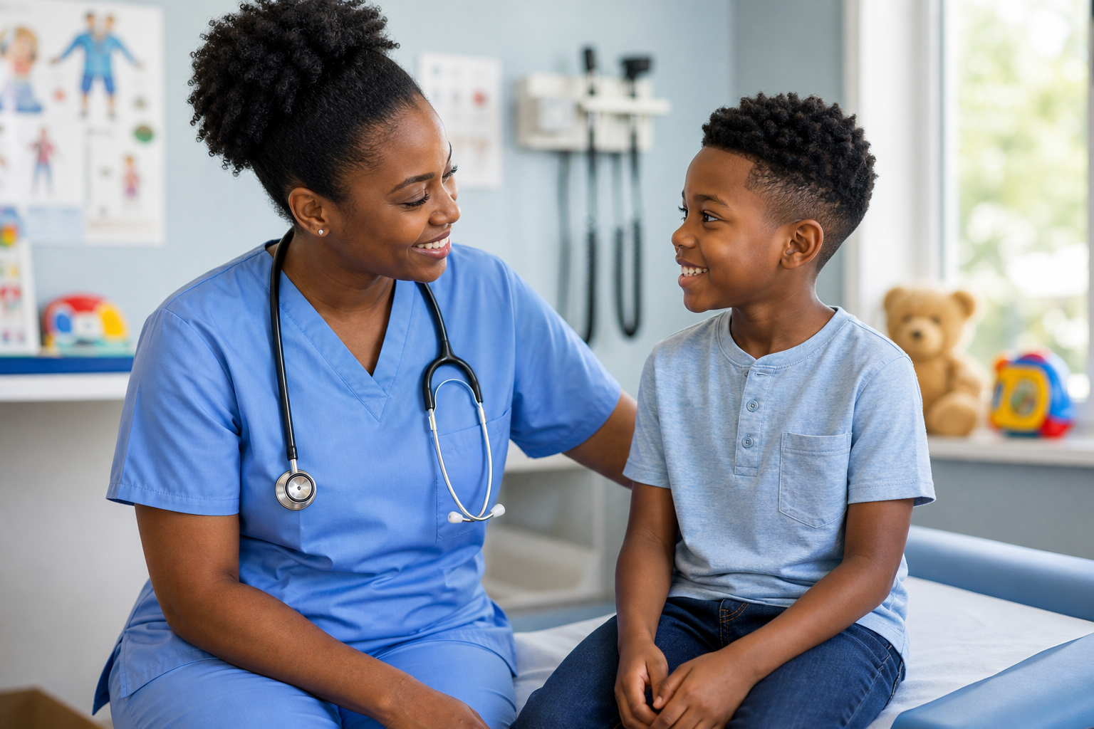 Nurse caring for a child